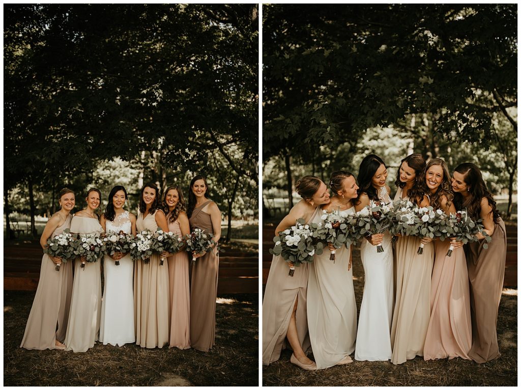 bride and bridesmaids portraits on wedding day at the marmalade lily venue