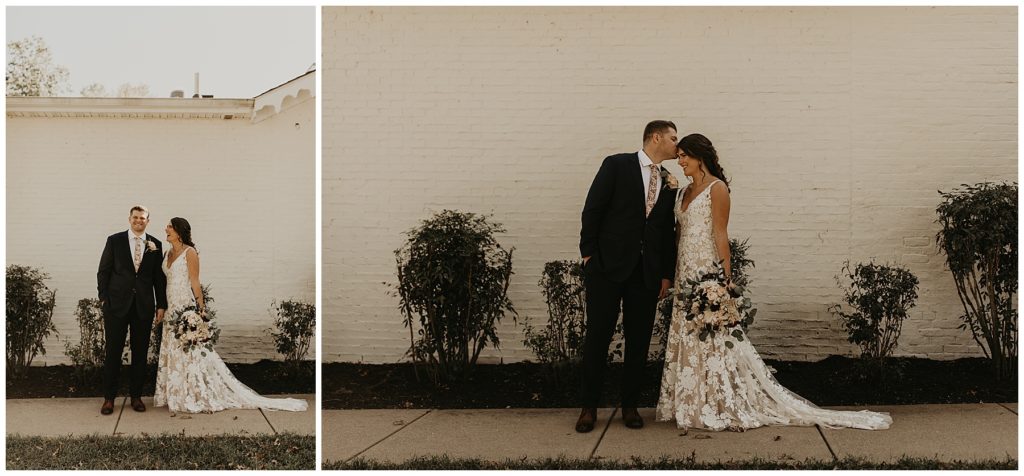 bride and groom at riverside inn bed and breakfast on their wedding day