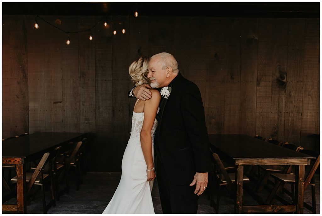 father of the bride first look on wedding day